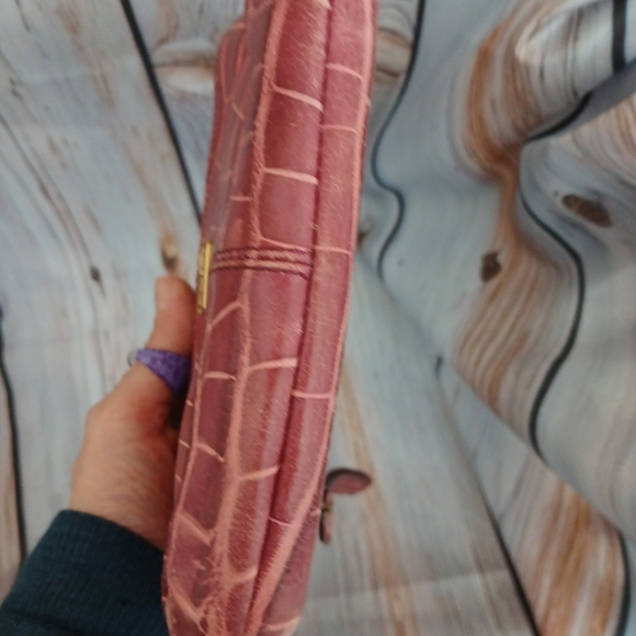 Coach Madison Raspberry Pink Leather, Croccodile Embossed Wristlet. - Picture 3 of 8